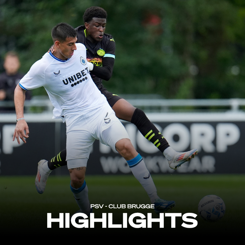 ClubBrugge's tweet photo. Bekijk hier de highlights uit de oefenmatch van gisteren! πΊ #PSVCLU