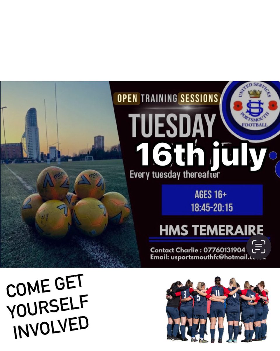 ⚽️Promoted into southern region⚽️

No harm in keeping your options open. 
We have players of all ages &amp; abilities, everyone is welcome.
Just rock up to HMS Temeraire Tuesday  6.45-8.30 and come join in 🙋🏽‍♀️ or message Charlie for more info.