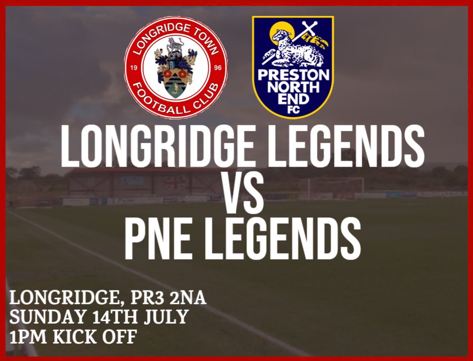 𝗟𝗲𝗴𝗲𝗻𝗱𝘀 𝗴𝗮𝗺𝗲𝗱𝗮𝘆 😍

It's Longridge Town legends against <a href="/pnefc/">Preston North End FC</a> legends in PR3 today, join us for a fantastic day with some great ex pros ⚽️

#UpTheRidge | #pnefc