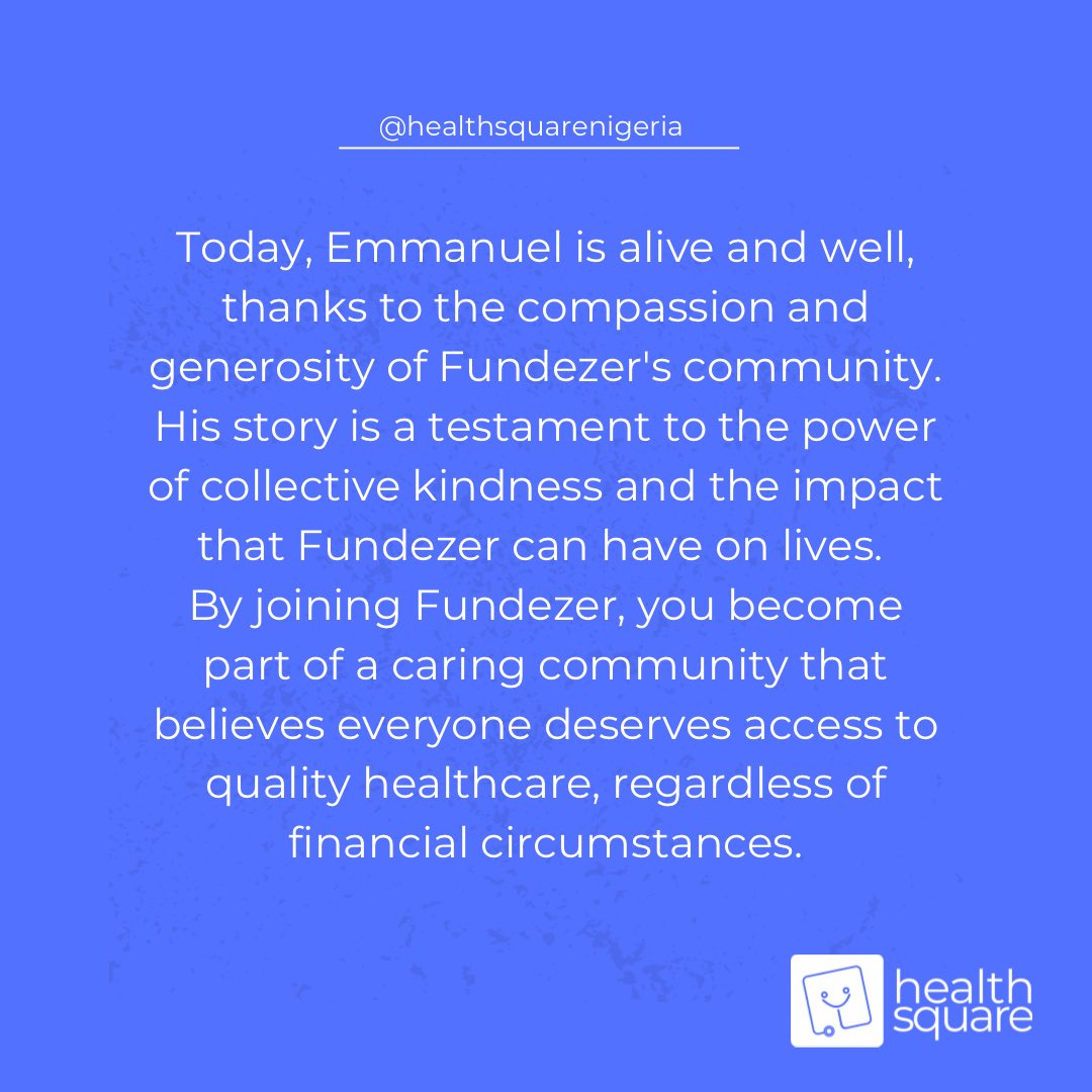 _healthsquare's tweet photo. Together, let's create a world where kindness knows no bounds and hope is always within reach.
Join Fundezer today and start making a difference!

@fundezer_africa https://t.co/EbiHRlTNnC
