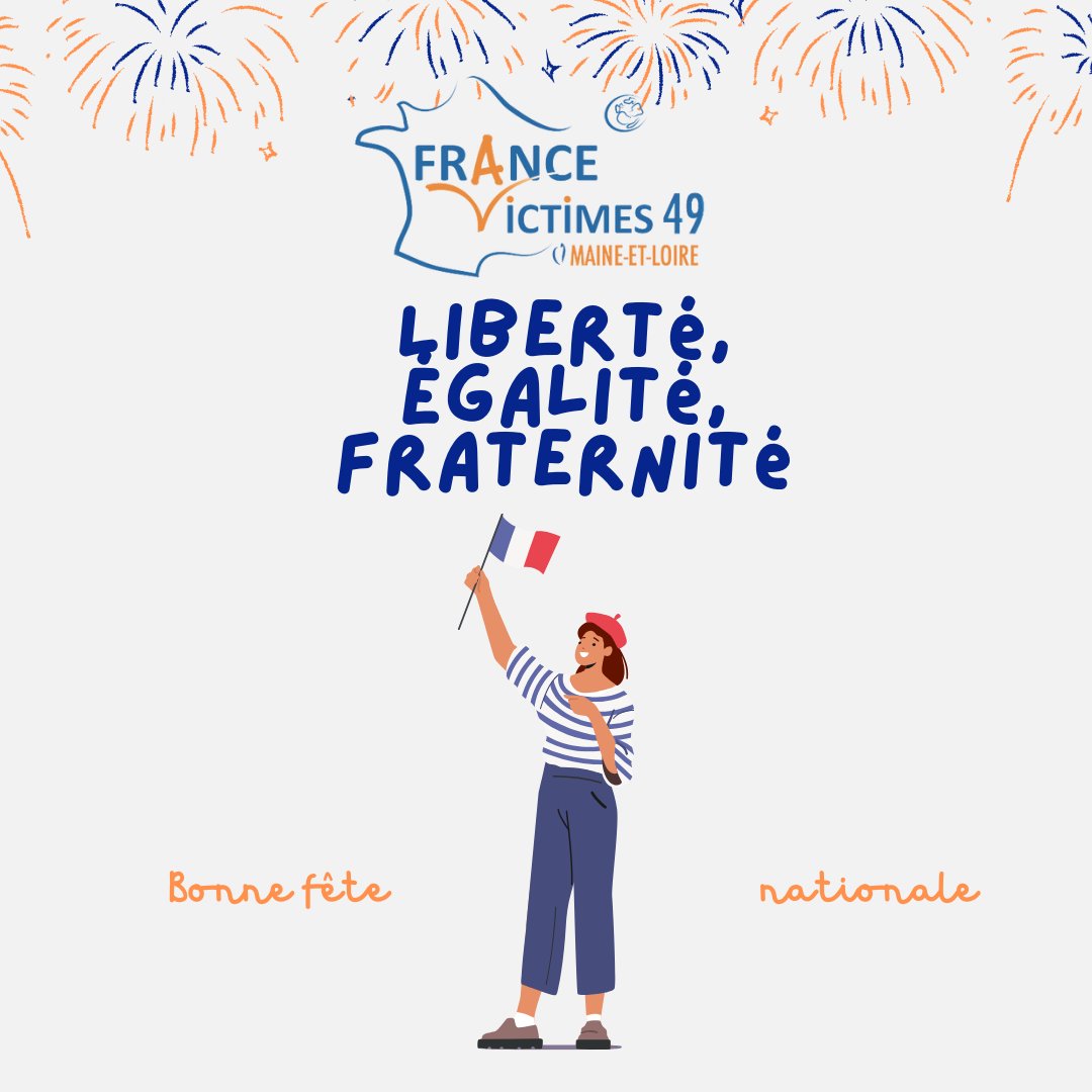FVictimes49's tweet photo. 🎉 En ce 14 juillet, journée de célébration nationale, nous pensons aussi à ceux qui ont besoin de notre soutien. Ensemble, continuons à œuvrer pour une société où chaque victime trouve aide et réconfort. 

🌟 #14Juillet #Solidarité #SoutienAuxVictimes #FranceVictimes https://t.co/WVSoS5ZeS3