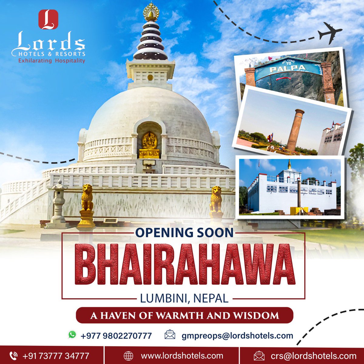 LordshotelsR's tweet photo. Lords Hotels &amp; Resorts proudly expands its horizons in Nepal with another luxurious offering in Bhairahawa, Lumbini. 

Experience a fusion of comfort, luxury, and spiritual tranquility. 
Join us!

#lordshotelsandresorts #bhairahawa #lumbini #nepal #newopening #comingsoon https://t.co/Nui7SVqaAJ