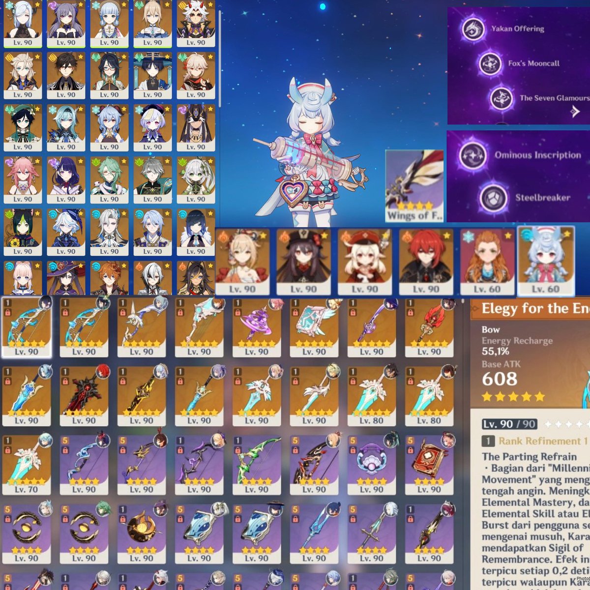 Achneron's tweet photo. wts akun wangy ar 60, 4 skins &amp; full skins Character B4, C3 Yae &amp; C2 Raiden, R5 Deathmatch &amp; R5 blacksword, banyak nametag gnostic old &amp; kfc wing

Nominus invo lengkap fullreff gas
Price 3.500.000 https://t.co/ku7nkjFLqH