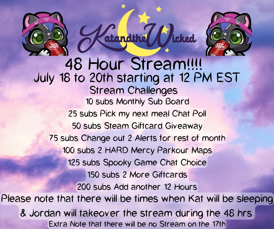 katalamity's tweet photo. 48 Hour Stream later this week, I hope to see you all there. We have small goals and stretch goals if you all really want to enjoy extra chaoticness during your work week! #twitch #48hourstream #twitchstreamer #twitchcommunity #thevigiverse https://t.co/fy8JChEUUn