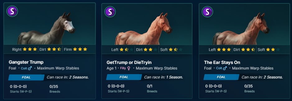 MaxWarpStables's tweet photo. Some horse business in honor of OUR PRESIDENT!
✊🇺🇸
@photofinishgame https://t.co/ib1g65alQA