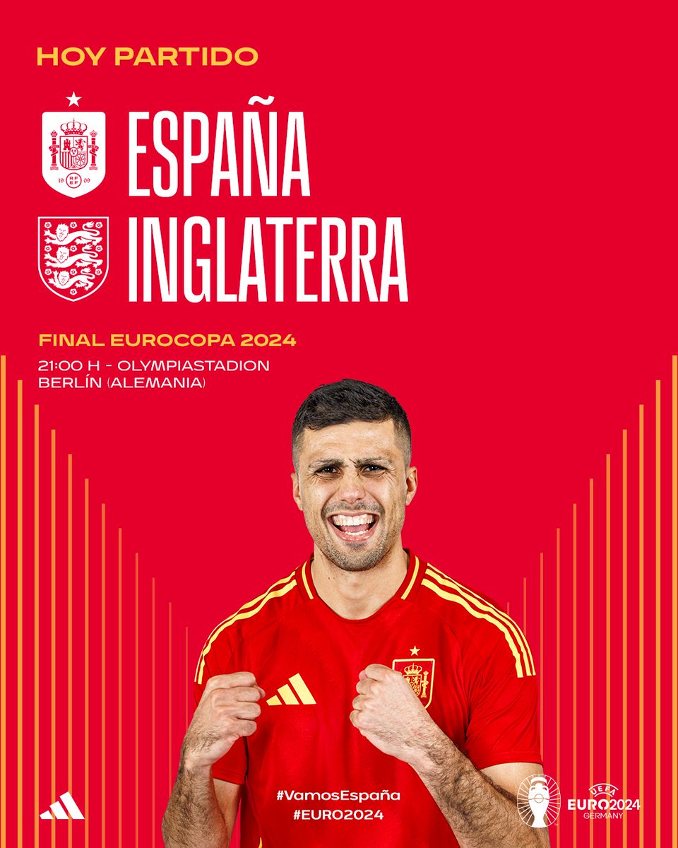 SEFutbol's tweet photo. 🚨 No es un domingo cualquiera... ¡¡𝗛𝗢𝗬 𝗦𝗘 𝗝𝗨𝗘𝗚𝗔 𝗨𝗡𝗔 𝗙𝗜𝗡𝗔𝗟!!

⚽ ESPAÑA - Inglaterra
🏆 #EURO2024
🗓️ Final
🕘 21.00 horas
🏟 Olympiastadion
📍 Berlín (Alemania)
📺 @La1_tve
✍️🏻 PREVIA: https://t.co/zxmGN2j6Go

#⃣ #VamosEspaña https://t.co/JS3t9aUzlM
