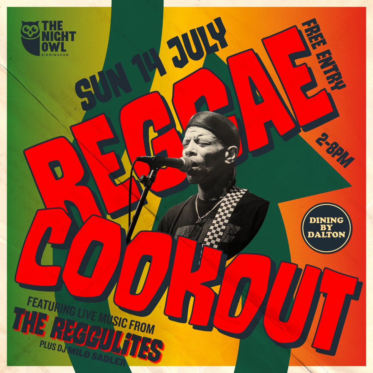 thenightowlbham's tweet photo. The Reggae Cookout is back today from 2pm!🔥

We're joined by The Reggulites for an afternoon of live music alongside DJs Dontcallmeskaface and @MiloSadler🎶
We also have the fantastic Dining by Dalton on the grill serving up tasty jerk street food🍽

Free entry all day 2pm - 8pm https://t.co/GXKD5H3xZt