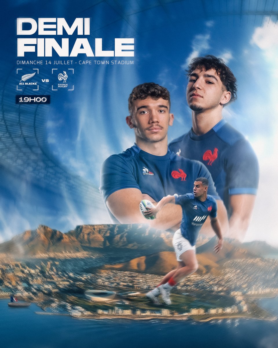 🇳🇿🇫🇷 𝑱𝑶𝑼𝑹 𝑫𝑬 𝑫𝑬𝑴𝑰-𝑭𝑰𝑵𝑨𝑳𝑬
 
💪 Nos Bleuets affronteront la Nouvelle Zélande pour décrocher une place en finale à 19h !
 
📺 Match à suivre en direct sur <a href="/lachainelequipe/">la chaine L'Équipe</a> ou sur @Rugbypass_FR
  
#FranceU20 #WorldRugbyU20s #NZLFRA