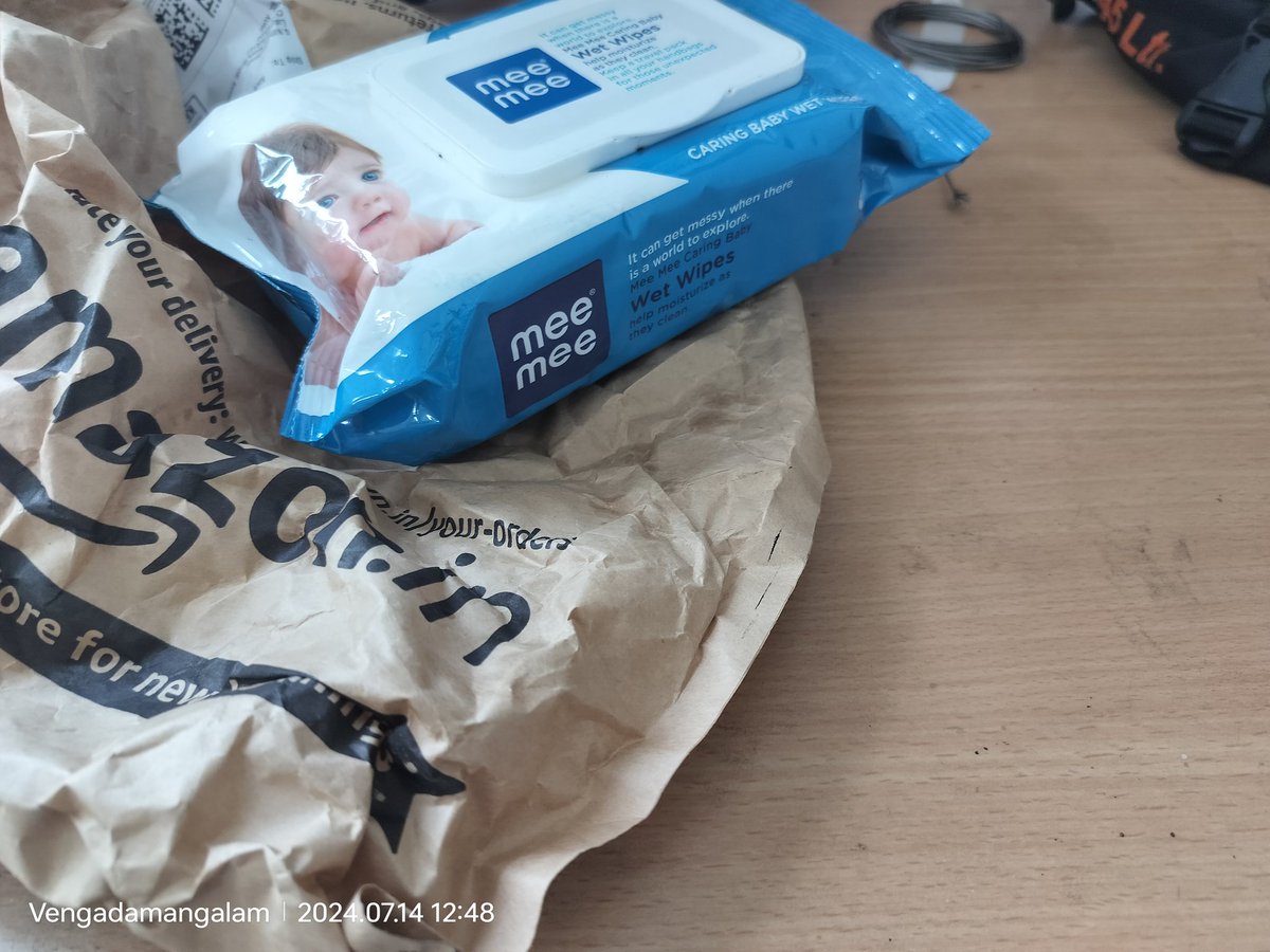 Nk_Nithy's tweet photo. Looks like my @amazonIN order for a smartwatch screen guard came with a free side of wet wipes (thanks, I guess? #WrongItemRight). Guess I'll just order the wipes next time...separately. Send the right item ASAP, please! #PrimeFail #FixItAmazon https://t.co/CVh1ZpwfZ4