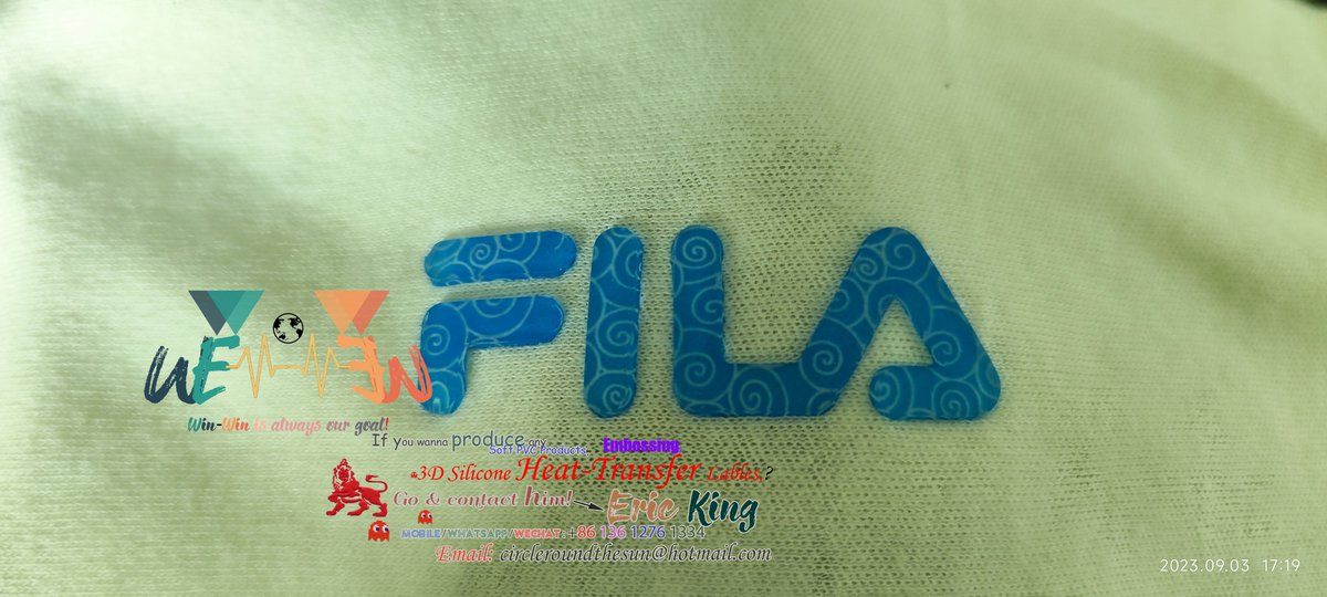 EricKongKing's tweet image. Day 147: 3D Silicone Heat-transfer Labels for Garments  We can do more than just Silicone Heat-transfer Labels! PVC Patch, labels are our main job, too!  How's the weather like in your place?  #HeattransferSticker #HeattransferLabel #MoldLabel #MoldSticker #SiliconeSticker #TPU