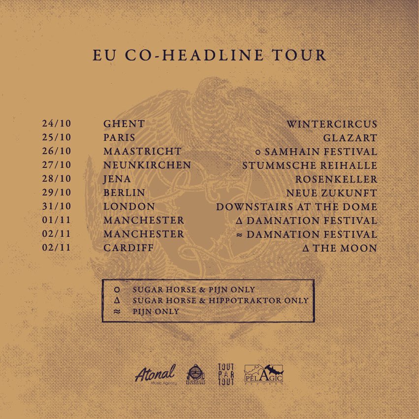 EUROPE WE RE COMING
…and by “we” I mean we’re coming for you with the good folk in HIPPOTRAKTOR &amp; Pijn 

We’ll be hitting venues in Belgium, France, Germany &amp; the UK, as well as a couple festivals Samhain Festival &amp; Damnation Festival 

TICKETS:

fatdracularecords.myshopify.com/pages/tour-dat…