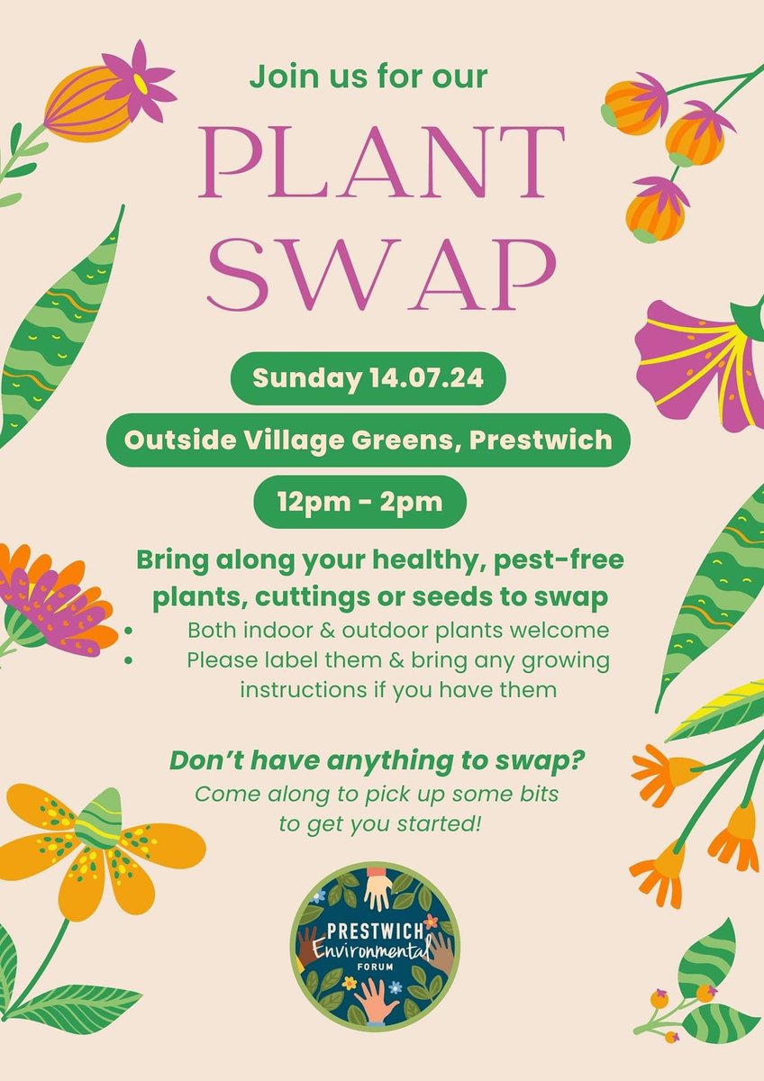 We’re excited to be heading to Prestwich Makers Market today. Find us outside <a href="/VillageGreensUK/">Village Greens</a> between 12 &amp; 2 for a plant swap. Bring any seeds, cuttings or plants that you want to give away or swap, and come and have a look for any new green additions to your house and garden🪴