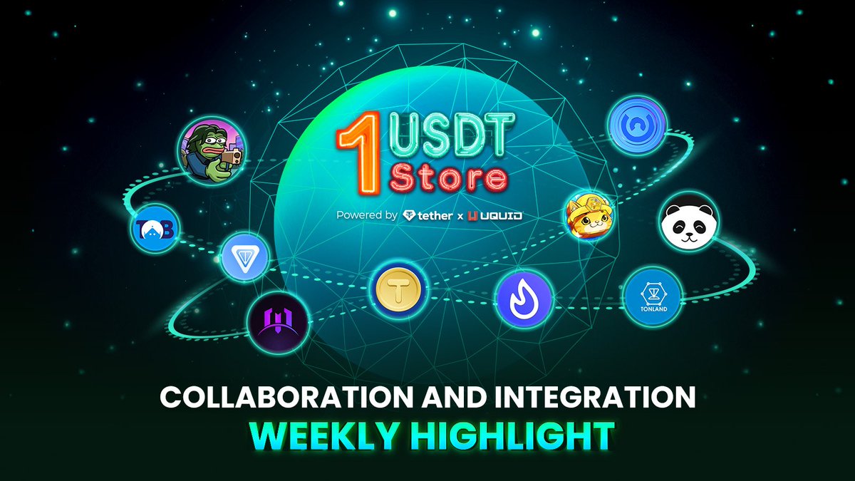 Within this week, #1USDtStore powered by Uquid and <a href="/Tether_to/">Tether</a> had numerous collaborations &amp; integrations with emerging forces in the crypto world. 

Thank you <a href="/Metaoasis_/">MomoAI☮️🥝</a>, @tonlandtoken, <a href="/PepeWickTON/">Pepe Wick</a>, @OnusFinance, <a href="/theTapCoins/">TapCoins</a>, <a href="/Cupiee_official/">Cupiee</a>, <a href="/TobbotTon/">Tobbot | TON fastest trading bot</a>, <a href="/catgoldminer/">Cat Gold Miner</a>,