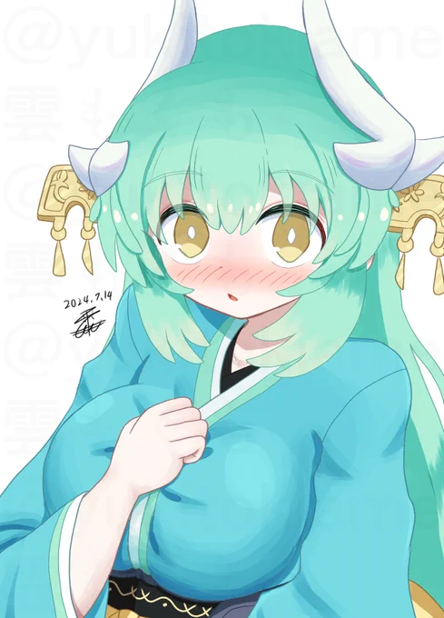 きよひーが一般人のチンピラに絡まれていたところ、ますたぁが「俺の女に手を出すなよ」と言って助けてくれた時のきよひーの様子#FGO  #清姫 