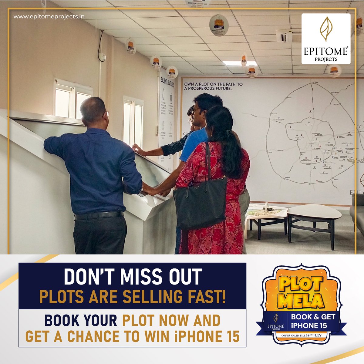 EpitomeProjects's tweet image. 🚀 Plots are Selling Fast! Invest in Epitome Integrated City on the Hyderabad-Vijayawada Highway and Get a Chance to Win an iPhone 15! 🏞️📱

Secure your future and live the dream lifestyle. Don’t miss out on this incredible opportunity! 🌟

#EpitomeIntegratedCity #PlotInvestment