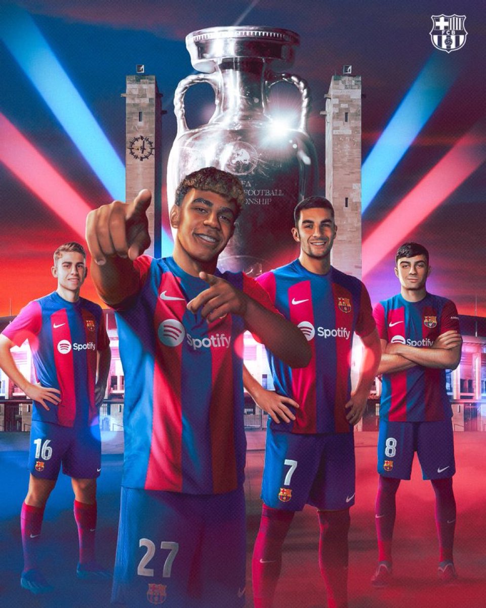 FCBarcelona's tweet image. 💪🔵🔴 Big day for Lamine Yamal, Ferran Torres, Pedri, and Fermín López! #EURO2024