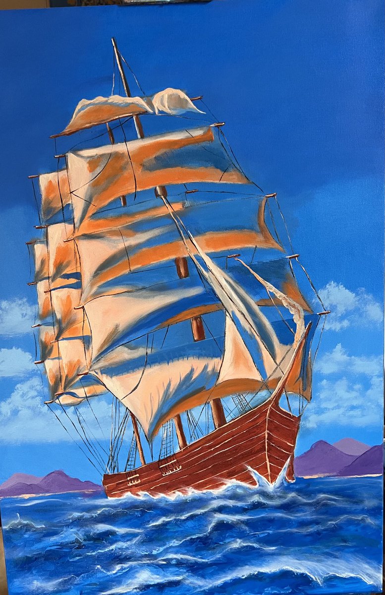 My recent 24” by 36” oil painting “Velero de Madera”.