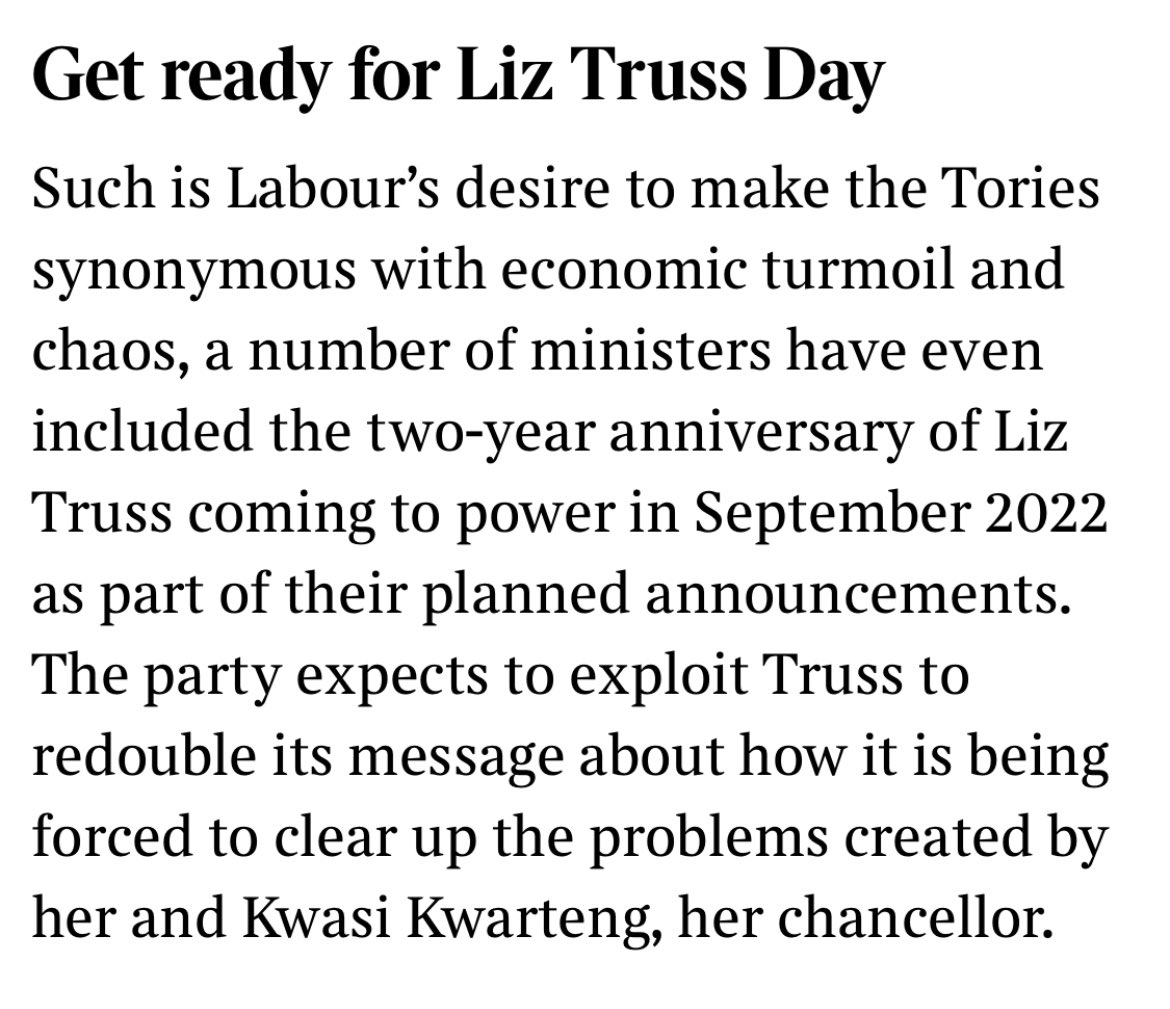 You’ll almost certainly have heard Labour talking up the messes they’ve found in office this week - <a href="/cazjwheeler/">caroline wheeler</a>  outlines how this is a cross-dept strategy, inclu marking anniversary of Truss entering No.10 

thetimes.co.uk/article/bring-…
