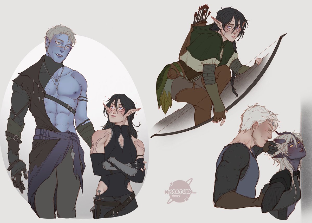 Totally forgot to post this! But I would never forget to deliver tittied up half orc Shiro and the prettiest elf rogue you’ve ever seen! Also attending to requests we have ranger Keith!
If there’s any other suggestions or requests let me know uwu I’m kind of loving this!