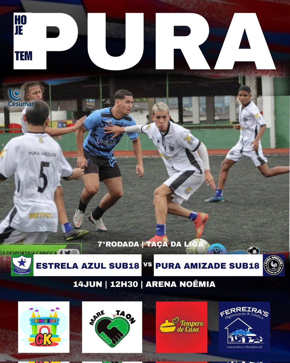 PURAAMIZADEFFF's tweet photo. Estrela Azul Sub18 x Pura Amizade sub18
🏆 Taça da Liga
🏟 Arena Nôemia 
⏱️ 12:30
🗓 14Jul https://t.co/RZ6ZF0It0Q
