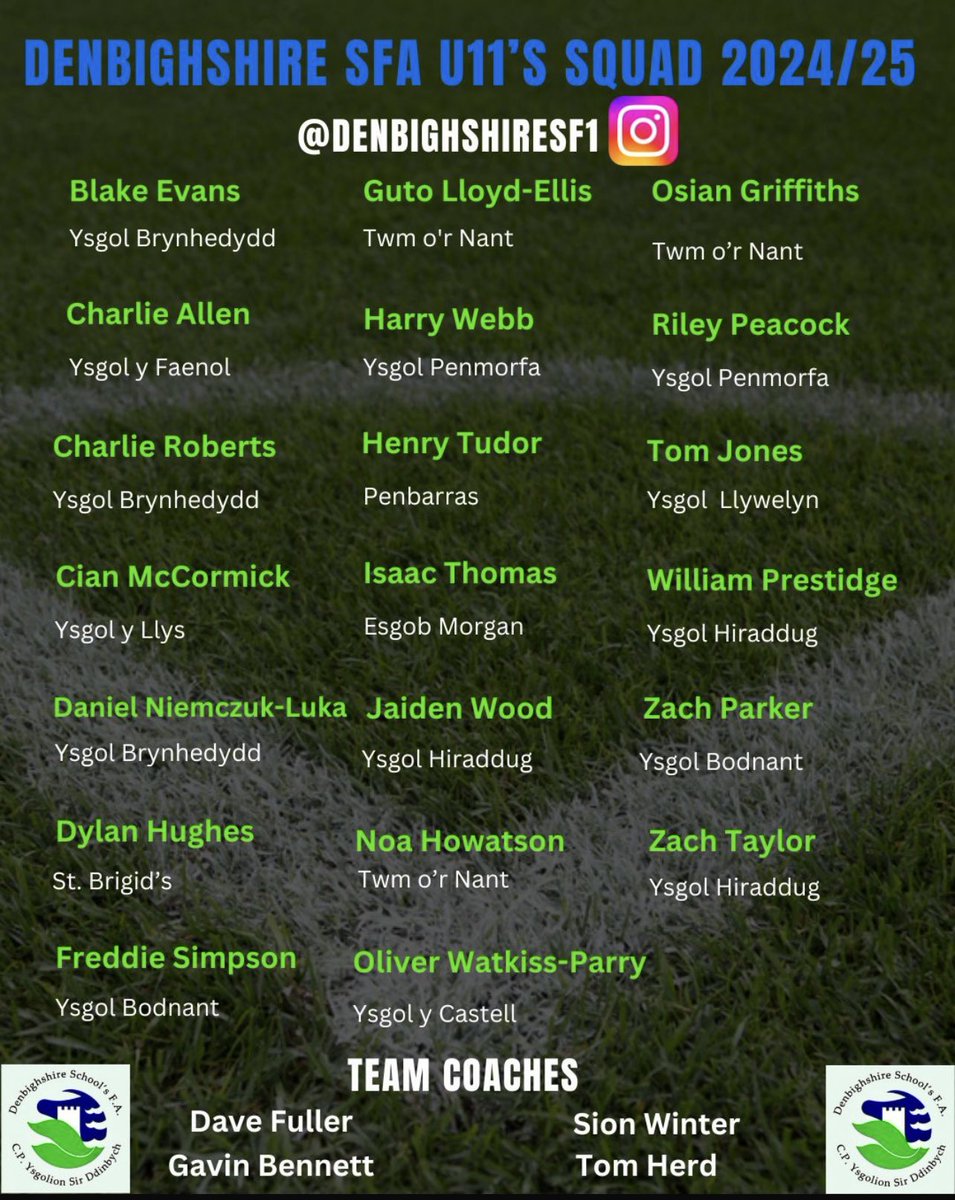 DenbighshireSF1's tweet photo. Massive congratulations to all the boys who’ve made it through the trials and will represent Denbighshire SFA U11s for the 2024/25 season… @WelshSchoolsFA https://t.co/tqkdemDNAR