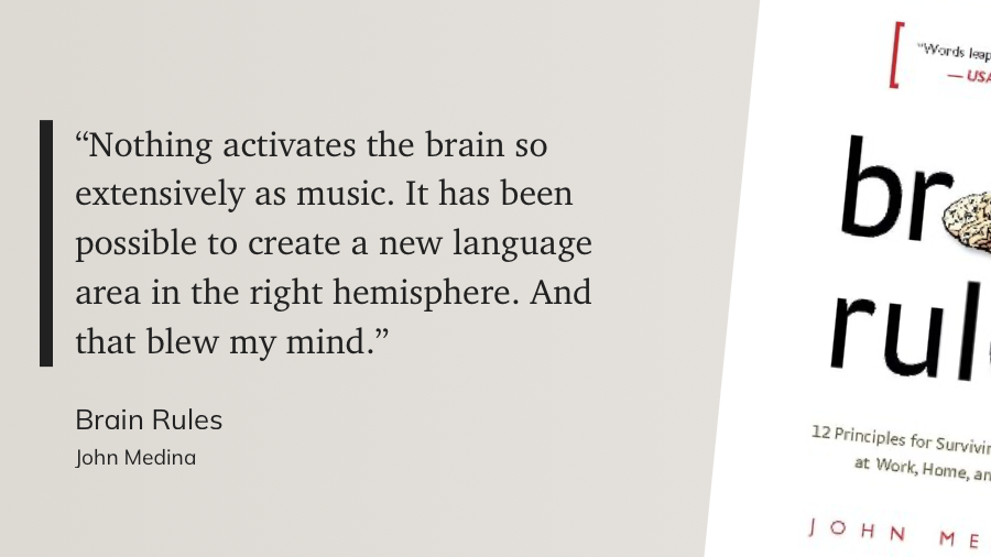 showmerob's tweet image. Nothing activates the brain so extensively as music. It has been possible to create a new language area in the right hemisphere. And that blew my mind. #BrainRules #JohnMedina #Neuroscience #Music #BrainPower