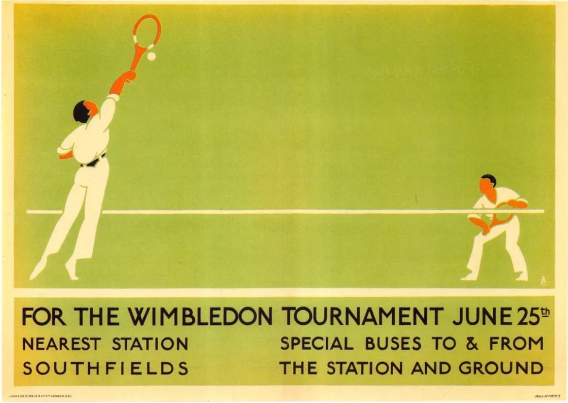 OldLondonW14's tweet photo. The London Transport posters for Wimbledon are fabulous in the 1930s https://t.co/yB83ziGDHJ