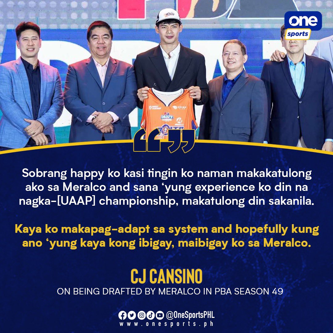 OneSportsPHL's tweet photo. ON A WINNING TEAM 🔥

Meralco’s newly-picked rookie, CJ Cansino, will use his UAAP championship experience as a way to help the Bolts in #PBASeason49!

#PBAAngatAngLaban #PBADraft https://t.co/MUt2JisUp7