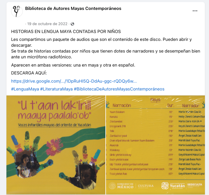 InkabaePedro's tweet photo. En la Biblioteca de Autores Mayas Contemporáneos encontrarán historias en lengua maya contadas por niños del oriente de Yucatán. Los audios (versión maya-español) pueden descargarse gratis.   

#LenguaMaya #LiteraturaMaya #MaayaWinal #MaayaWinal2024 https://t.co/wpVrMROnQq