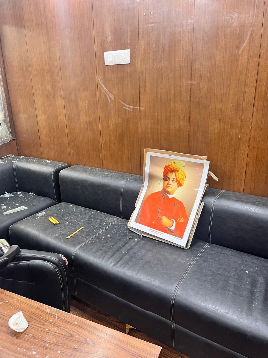 karatefitRathod's tweet photo. NSUI members vandalized the DUSU office while being intoxicated. Beer cans have been found. Such behavior is unacceptable and demands immediate action. 

#NSUIGoons https://t.co/NwVvGVOUnF