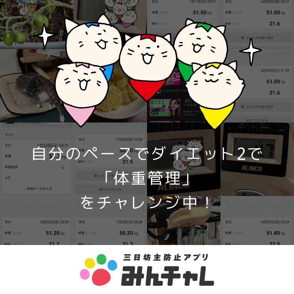fuu01_01's tweet photo. 「みんチャレ」を使って
自分のペースでダイエット2にて、
「体重管理」をチャレンジ中！
https://t.co/2Winvrna6p
#みんチャレ #ダイエット #ダイエット垢さんと繋がりたい 

自分のペースで体重記録をつけるチームです！1つ目のチームが元々かなり人気でしたが、2つ目になってから停滞気味です💦 https://t.co/2oM0Huyltv