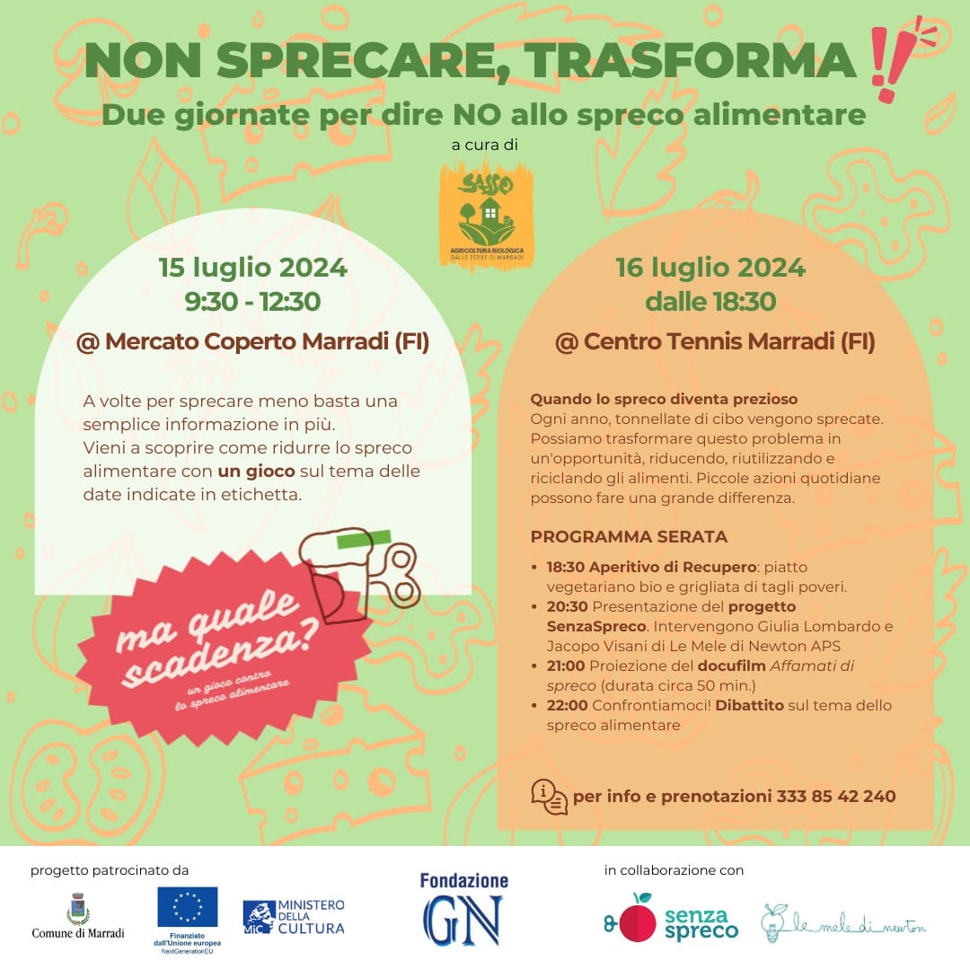 Domani e martedì saremo a Marradi per questa bella iniziativa curata da Sasso Agri Comes! 👇🏻

#sprecoalimentare #senzaspreco #foodwaste #nowaste #zerowaste #sprecozero #green #sostenibilità #food