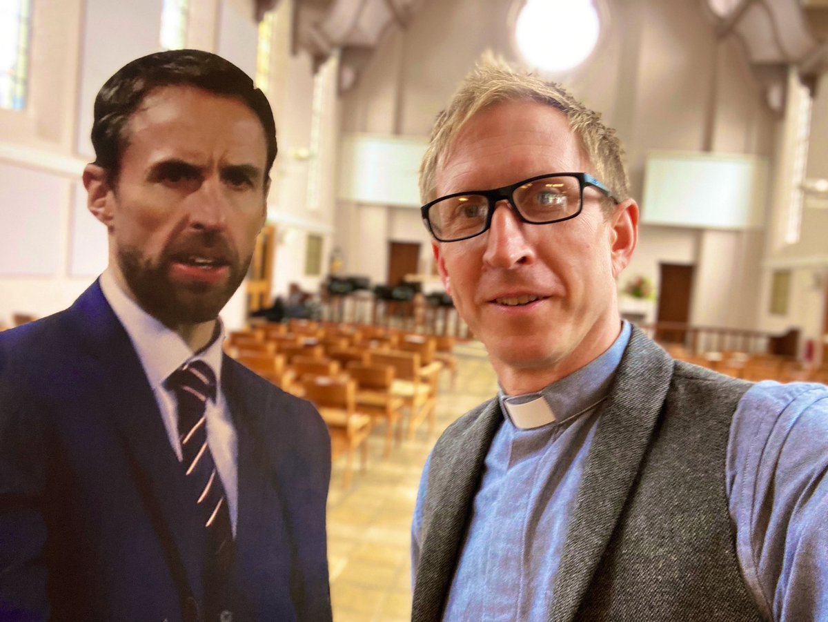 Our special guest on the welcome team today, played the full 90 mins, no subs needed, and no jokes about Jesus doing the best saves. #garethsouthgate #euros #england <a href="/SouthwarkCofE/">Southwark Diocese</a> <a href="/GSChurchSM5/">Good Shepherd, Carshalton Beeches</a>
