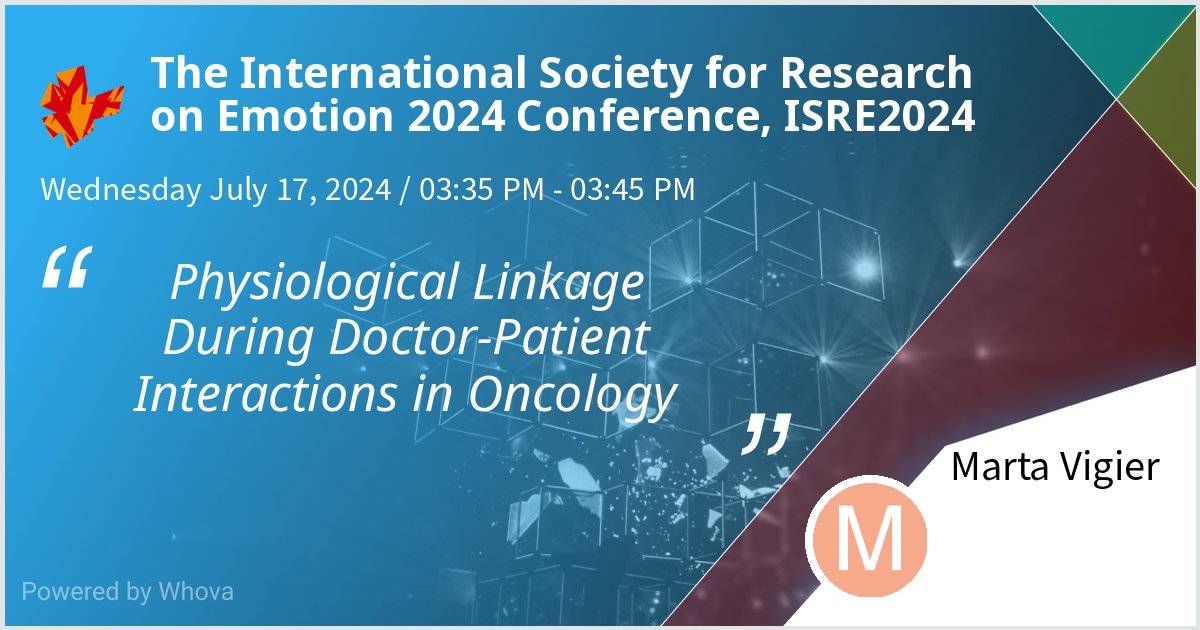 MartaVigier's tweet photo. If you're curious about how people's physiological responses change over time in the emotionally intense context of cancer consultations, join my presentation in Belfast at #ISRE2024. https://t.co/XxtPXNk4Sg