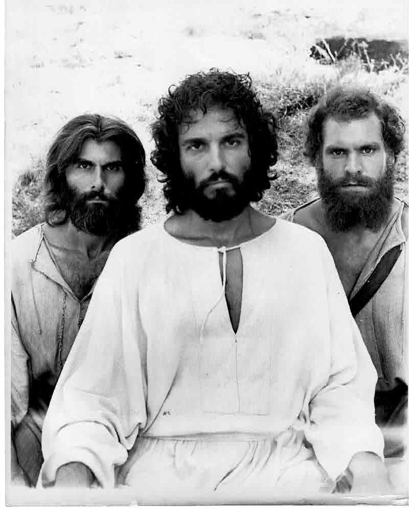 Photo from the 1980 TV adaptation of the controversial book 'The Day Christ  Died,' with me center as Jesus, on the right American actor Jay O. Sanders  as the Disciple Peter and, image size:800x995