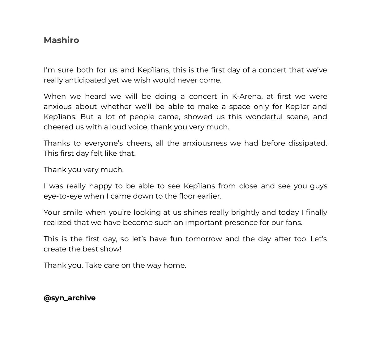 syn_archive's tweet photo. Kep1going — Day 1
Full Speech Translations

Youngeun - Hikaru - Mashiro

#Kep1er #케플러 #ケプラー https://t.co/UXUGPbefqL