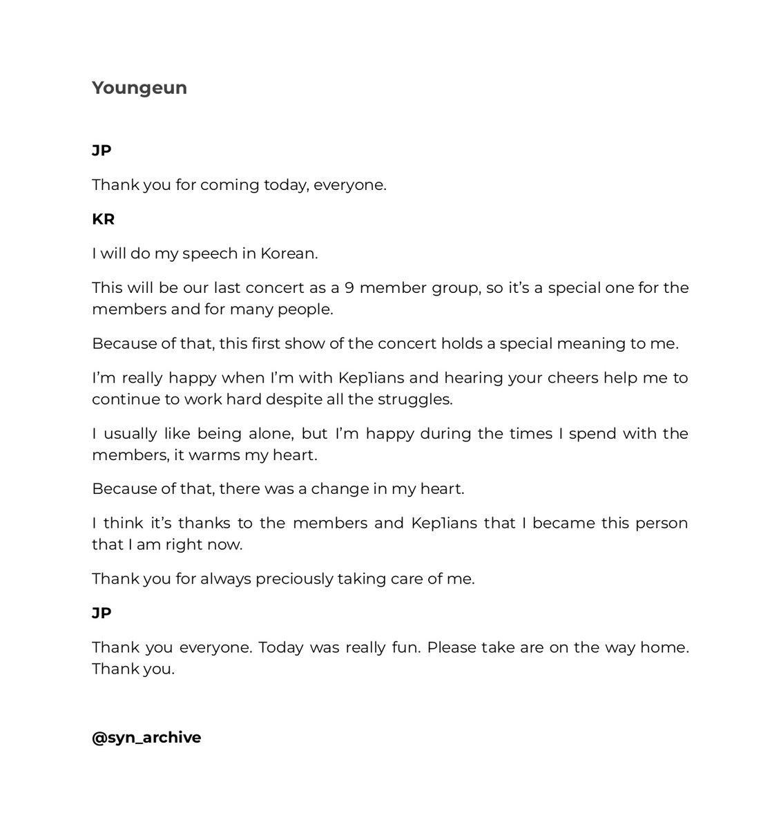 syn_archive's tweet photo. Kep1going — Day 1
Full Speech Translations

Youngeun - Hikaru - Mashiro

#Kep1er #케플러 #ケプラー https://t.co/UXUGPbefqL