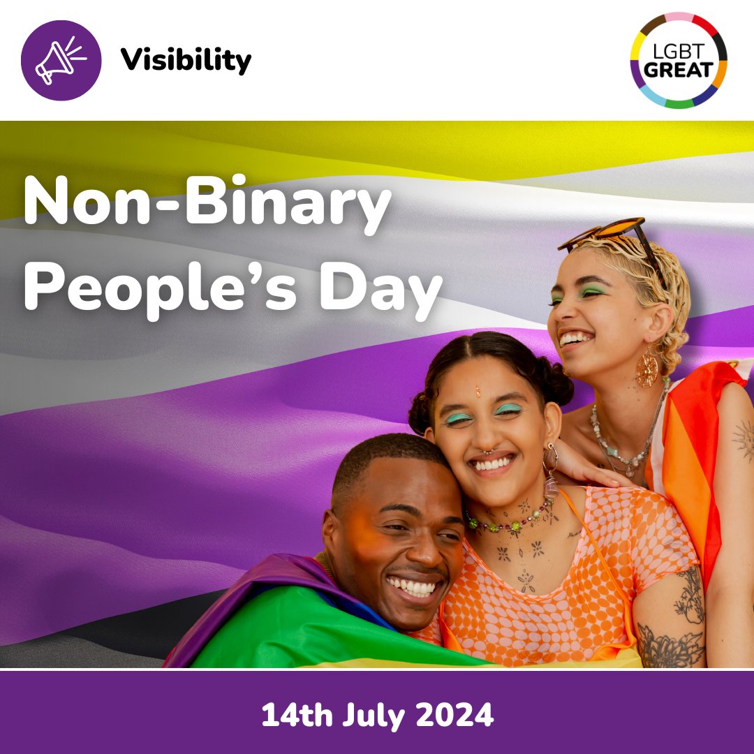 LGBTGreat's tweet photo. Today is International Non-Binary People’s Day which aims to raise awareness around the issues faced by non-binary people, who do not identify within the traditional gender binary, to create visibility and understanding.

#NonBinaryPeoplesDay #NonBinary #TogetherWithPride https://t.co/sublSSUcCz