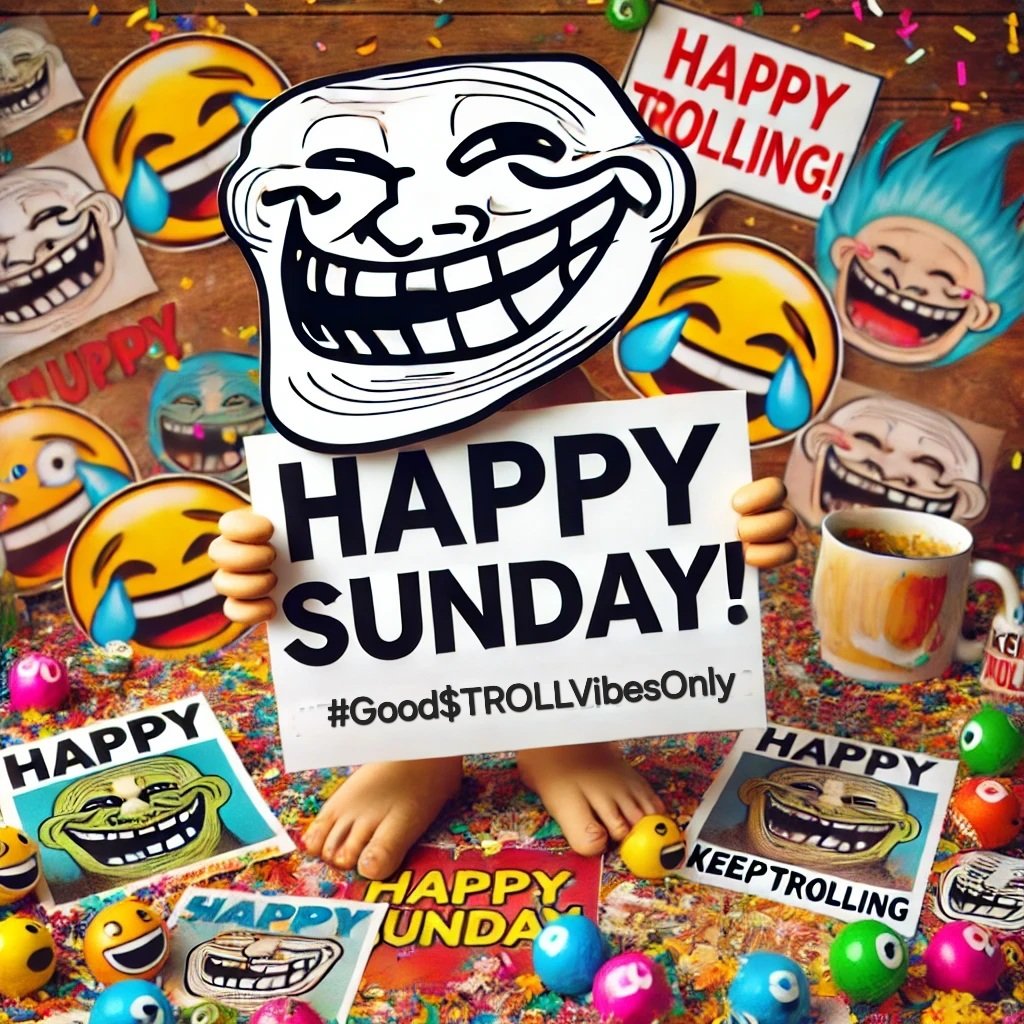 ERC20Trolls's tweet photo. Happy Sunday, $Troll fam! ๐ง๐ซก
Letโs make this day a masterpiece of mischief and memes. Remember, if youโre not laughing, youโre doing it wrong. ๐ง๐ฅ๐คฃ
#Troll #HappySunday #KeepTrolling #GoodTROLLVibesOnly https://t.co/FkzbVoctPh