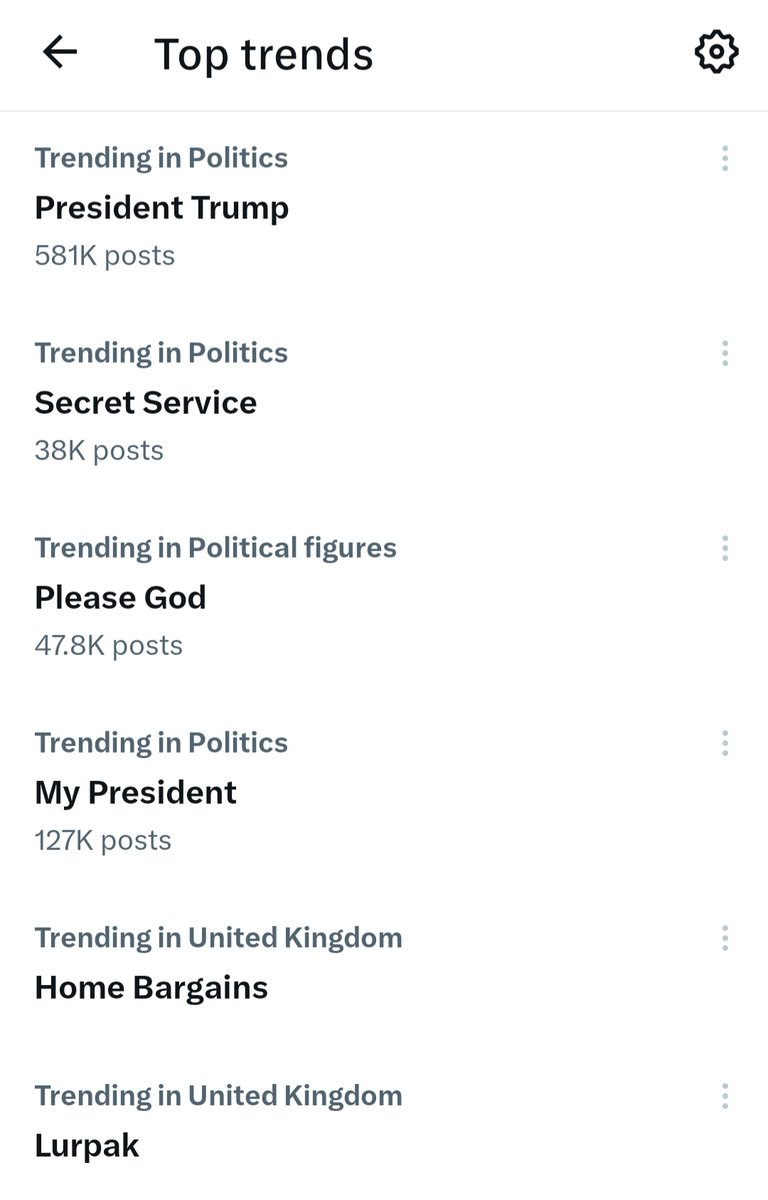 philly0fish's tweet photo. @NoContextBrits 

Whilst the former and, most likely, next leader of the free world was almost assassinated, you've got to love what was trending here in the UK... https://t.co/zlRHdY8W96