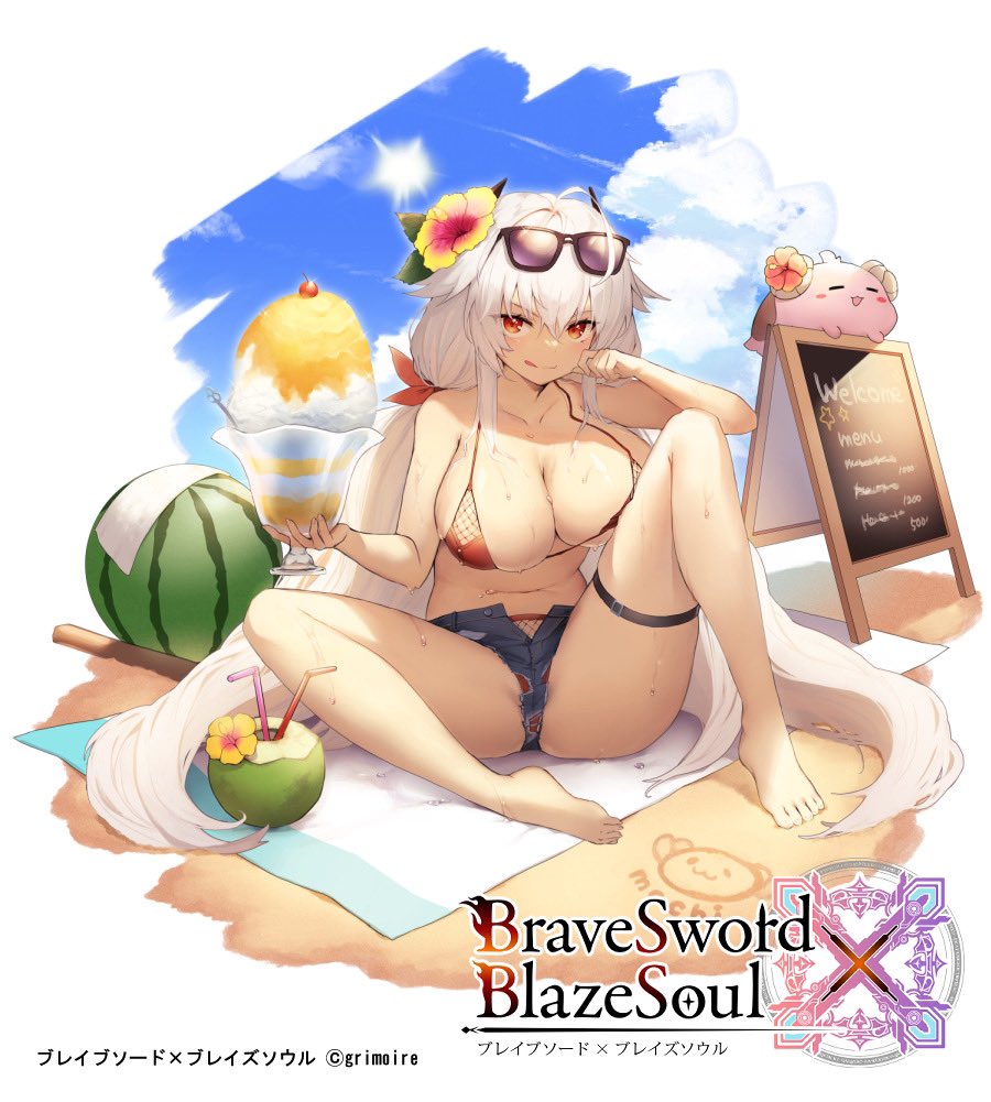 karatsunoko's tweet photo. 焔華剣テュフォーンさんの水着を描かせていただきました🍉

#ブレxブレ https://t.co/MGn5tAYwsM