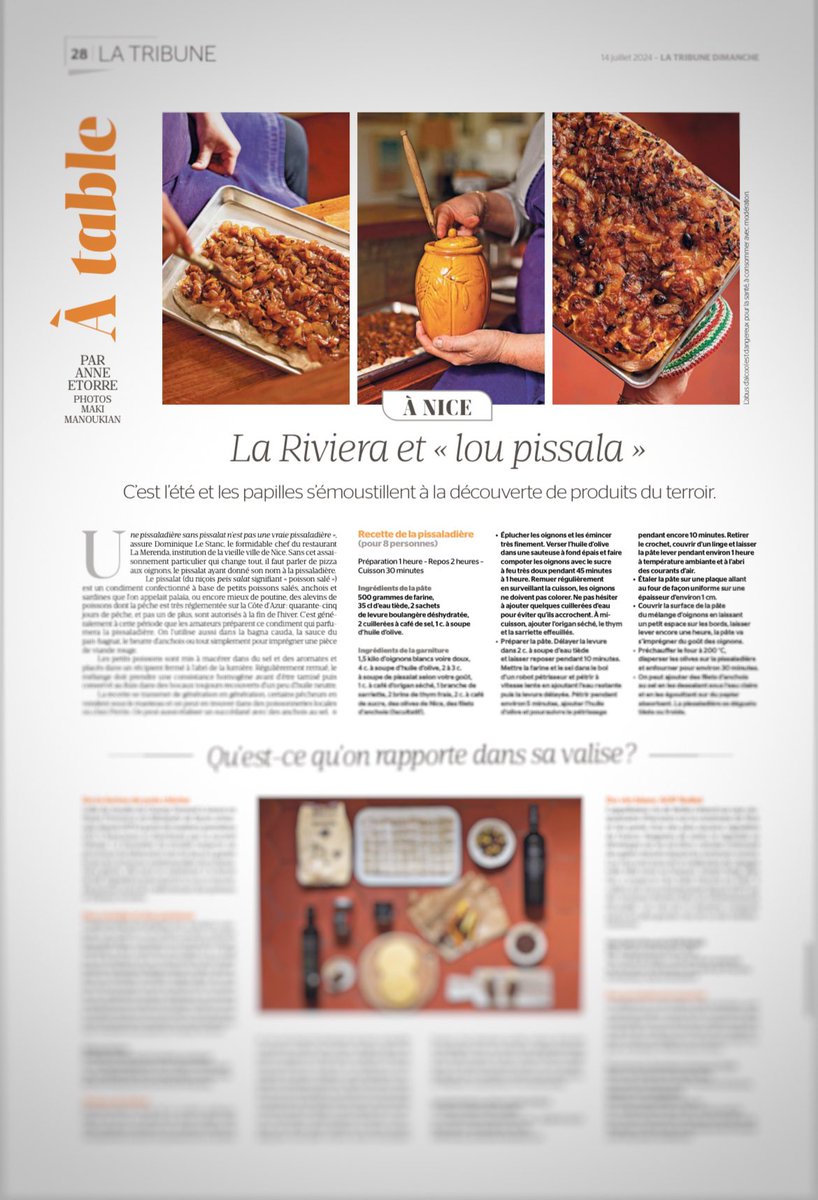 Retrouvez toute la passion pour la cuisine d’Anne Etorre tout l'été dans
#latribunedimanche. Chaque dimanche, les meilleurs produits à glaner en France et les recettes d'Anne pour les cuisiner. On commence avec Nice et une pissaladière de folie!