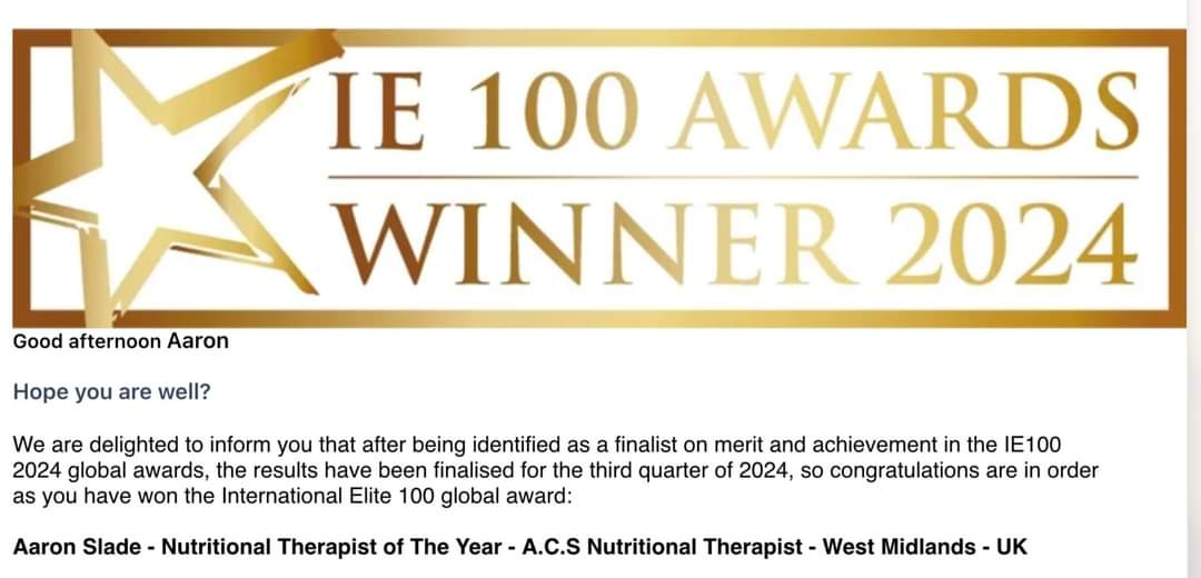 aaron4759's tweet photo. A big well done to me. Nutritional therapist of the year 2024, after winning the international elite 100 global awards. 

I have won 7 national awards but now I am recognised as a global award-winning nutritional and weight loss service. https://t.co/VklVZPnQz0