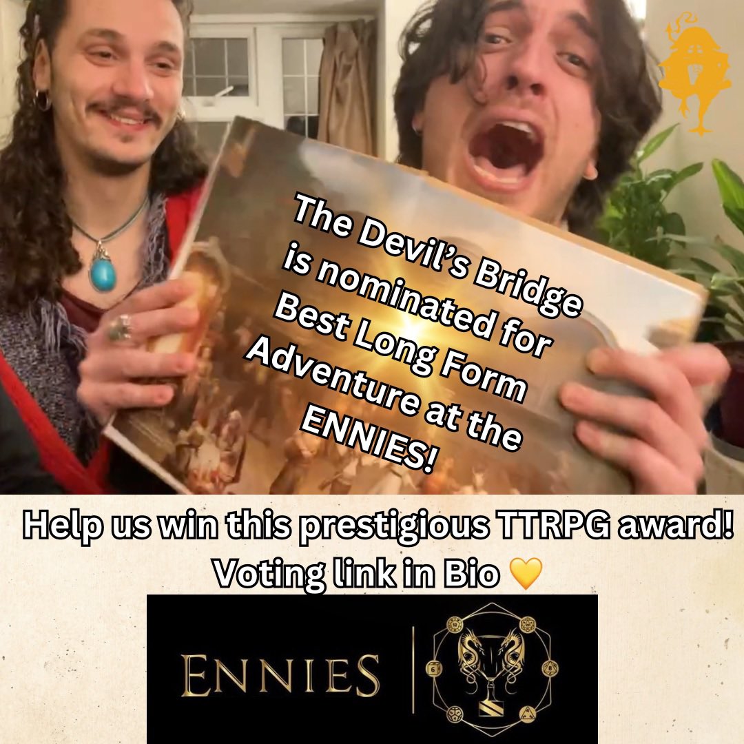 Yellow_Madhouse's tweet photo. We’re nominated for the @ENnies !!!They say a picture says 1000 words. Look at that exited face 🥹 I don’t know how we can top it, but you can help us win and see what the next level reaction would be 💛👀

https://t.co/NxeNnoeKQk

#dnd #dnd5e #5e #ennies #ennieawards #slavic https://t.co/LtxuVC9WAH