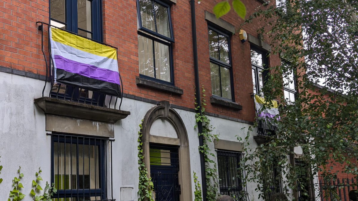 Here's the George House Trust office showing our support for International Non-Binary People's Day.

We stand with non-binary people and the wider gender diverse community, today and every day. 

#InternationalNonbinaryPeoplesDay
