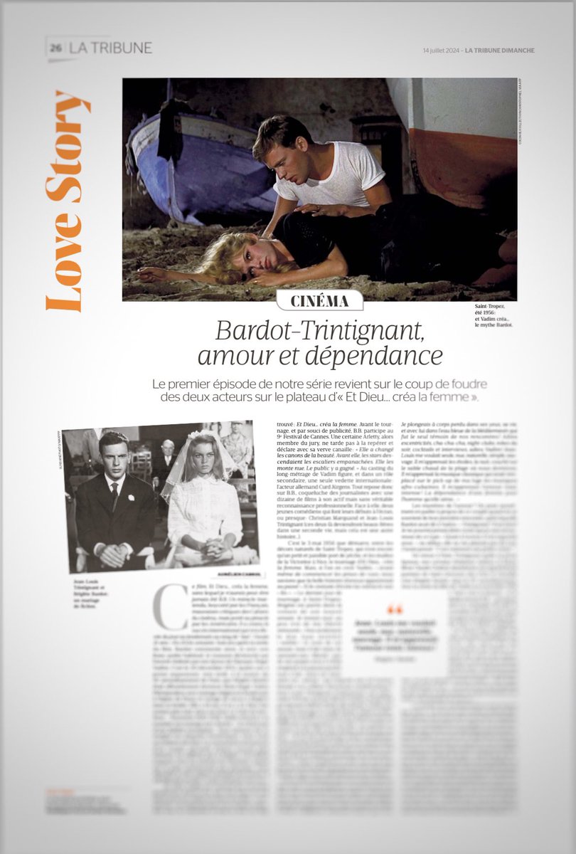 Retrouvez votre série d’été cinéma tout l’été dans #latribunedimanche. Chaque dimanche, Aurélien Cabrol nous raconte un couple de cinéma, à la vie comme à l’écran. Premier épisode aujourd’hui avec les sulfureux Bardot-Trintignant!