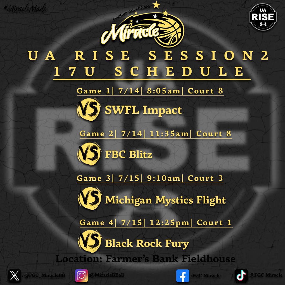 Victoria Rodriguez (@vrodriguez2025) on Twitter photo Hey coaches, here’s my schedule for session 2 of Girls UA Rise. Come watch us play!! <a href="/FGC_MiracleBB/">FGC Miracle UA Rise</a> <a href="/CoachCed55/">Coach Cedric</a> <a href="/CoachTeddy_FGC/">Teddy Spikes</a> Hey coaches, here’s my schedule for session 2 of Girls UA Rise. Come watch us play!! <a href="/FGC_MiracleBB/">FGC Miracle UA Rise</a> <a href="/CoachCed55/">Coach Cedric</a> <a href="/CoachTeddy_FGC/">Teddy Spikes</a>