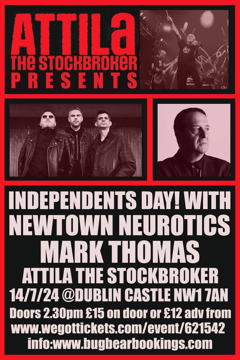 Bugbear Promotions (@bugbearmusic) on Twitter photo <a href="/atilatstokbroka/">attilathestockbroker</a> PRESENTS MARK THOMAS & NEWTOWN NEUROTICS
2 - 6pm <a href="/DublinCastle/">The Dublin Castle</a> Camden
Cheap Tickets <a href="/WeGotTickets/">WeGotTickets</a> or pay on the door <a href="/NewJournal/">Camden New Journal</a> <a href="/NewWaveAndPunk/">PunkAndNewWave</a> <a href="/gr8musicvenues/">gr8MusicVenues</a> <a href="/gigextra/">gig extra</a> <a href="/Gigslutz_/">Gigslutz</a> <a href="/PunkRockClub/">Punk Rock Club</a> <a href="/GCPunkNewWave/">GC's Punk & New Wave</a> <a href="/TonyBugbear/">Tony Gleed</a> <a href="/RoRobookclub/">ROCK’N’ROLL BOOK CLUB</a> @365Radiodotco <a href="/atilatstokbroka/">attilathestockbroker</a> PRESENTS MARK THOMAS & NEWTOWN NEUROTICS
2 - 6pm <a href="/DublinCastle/">The Dublin Castle</a> Camden
Cheap Tickets <a href="/WeGotTickets/">WeGotTickets</a> or pay on the door <a href="/NewJournal/">Camden New Journal</a> <a href="/NewWaveAndPunk/">PunkAndNewWave</a> <a href="/gr8musicvenues/">gr8MusicVenues</a> <a href="/gigextra/">gig extra</a> <a href="/Gigslutz_/">Gigslutz</a> <a href="/PunkRockClub/">Punk Rock Club</a> <a href="/GCPunkNewWave/">GC's Punk & New Wave</a> <a href="/TonyBugbear/">Tony Gleed</a> <a href="/RoRobookclub/">ROCK’N’ROLL BOOK CLUB</a> @365Radiodotco