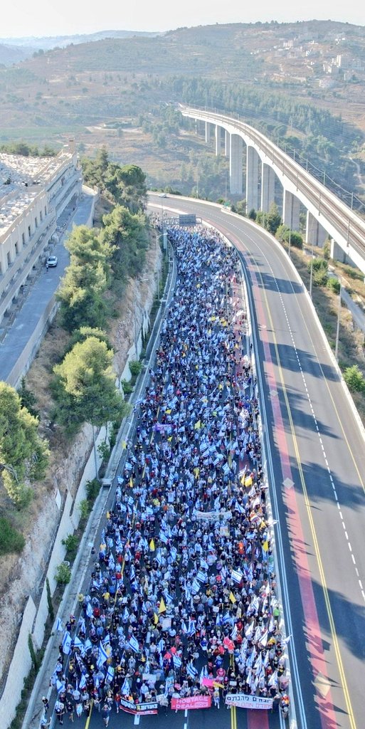 Hundreds of thousands of Israeli's are demanding an end to the genocidal war on Gaza right now.

I bet the Media won't mention it once.