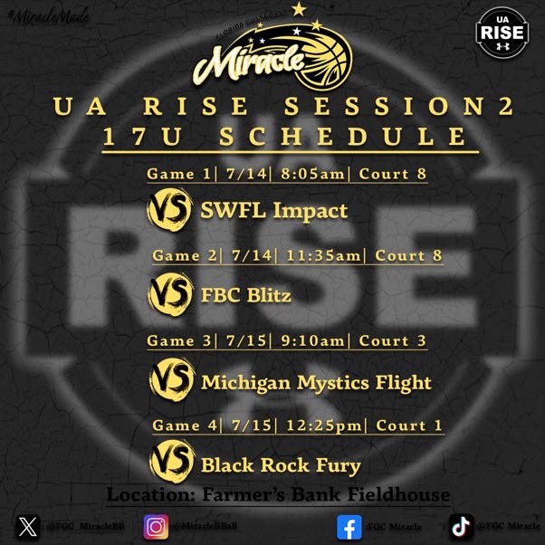 Kaitlyn Rittenhouse (@krittz25) on Twitter photo Come watch #13 at the Under Armor Rise Circuit session 2 at Farmer’s Bank Fieldhouse in Indiana! Up early and ready to compete! <a href="/FGC_MiracleBB/">FGC Miracle UA Rise</a> <a href="/coachnatek/">nate klingenberg</a> <a href="/JrAllStarBB/">Jr. All-Star Girls Basketball</a> <a href="/CoachCed55/">Coach Cedric</a> <a href="/CoachTeddy_FGC/">Teddy Spikes</a> <a href="/PrepGirlsHoops/">Prep Girls Hoops 🏀</a> <a href="/hunterkeithl/">Keith Catfish Hunter</a> Come watch #13 at the Under Armor Rise Circuit session 2 at Farmer’s Bank Fieldhouse in Indiana! Up early and ready to compete! <a href="/FGC_MiracleBB/">FGC Miracle UA Rise</a> <a href="/coachnatek/">nate klingenberg</a> <a href="/JrAllStarBB/">Jr. All-Star Girls Basketball</a> <a href="/CoachCed55/">Coach Cedric</a> <a href="/CoachTeddy_FGC/">Teddy Spikes</a> <a href="/PrepGirlsHoops/">Prep Girls Hoops 🏀</a> <a href="/hunterkeithl/">Keith Catfish Hunter</a>